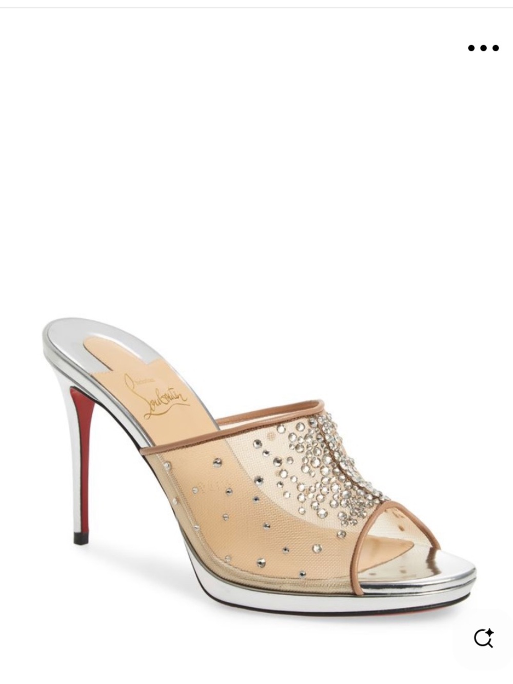 CHRISTIAN LOUBOUTIN Silver Violas Crystal Mesh Mules  - 100 MM